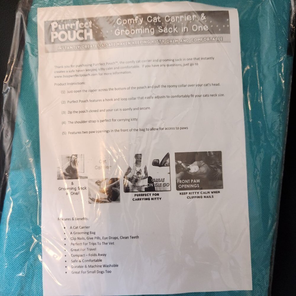 361. Purrfect Pouch Cat Carrier Bag and Grooming Sack